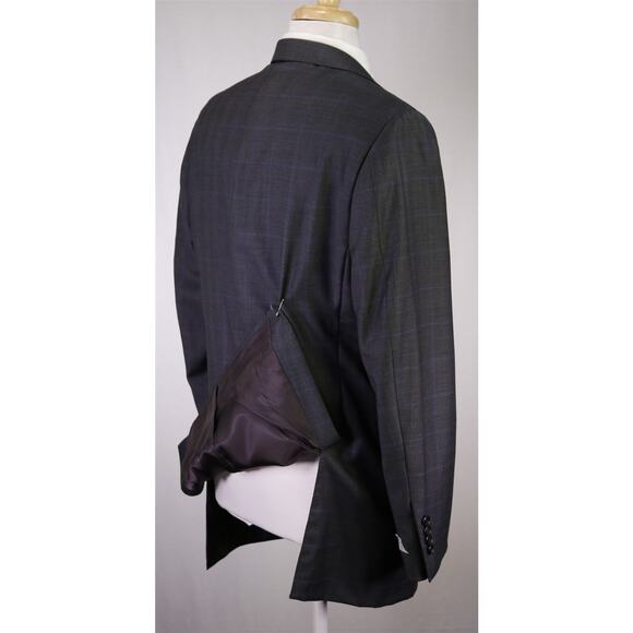 Hickey Freeman Gray Windowpane Plaid Super 130's Wool Loro Piana Suit 42R - Picture 7 of 11
